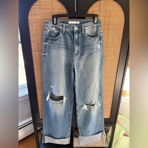 Altar'd State Wide Leg Cuffed Denim Jeans
